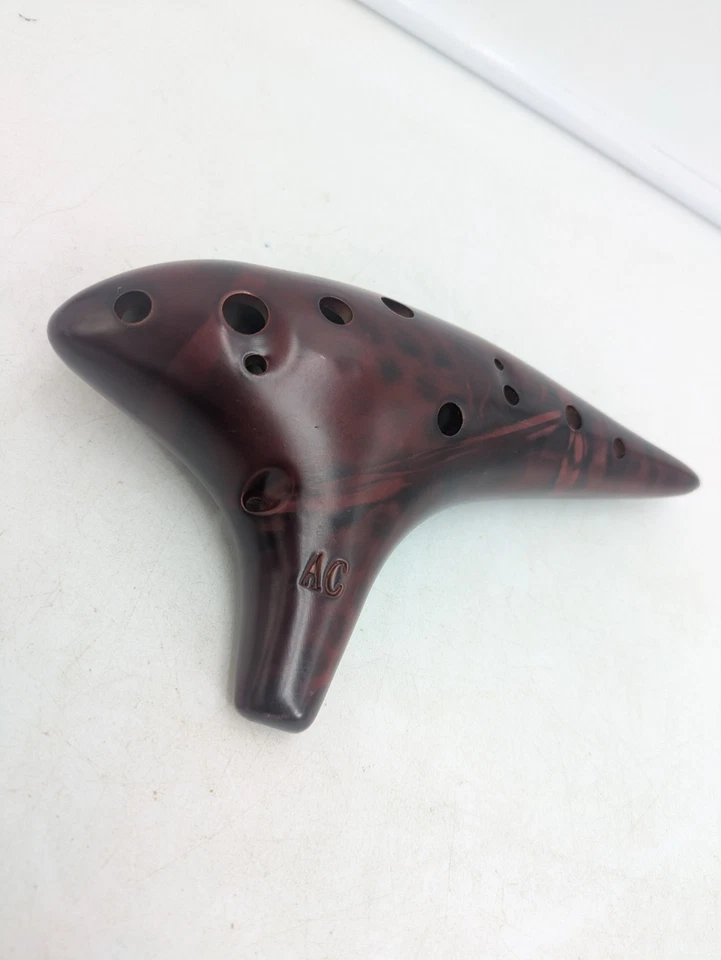 Flauta de cerámica de colección Alto C Ocarina 12 agujeros AC marrón estilo Zelda instrumento de viento Foto 3 de 4