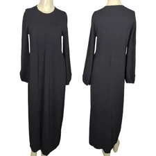 Pomander Place Women Black Lennox Dress Sz XL Textured Maxi Dress Long Sleeve