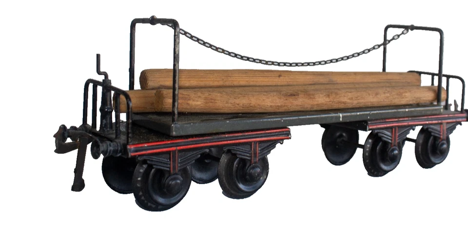 1910-1915 Pre-War  Bing 1-gauge large Log carrier Freight Wagon - Image 4 of 4