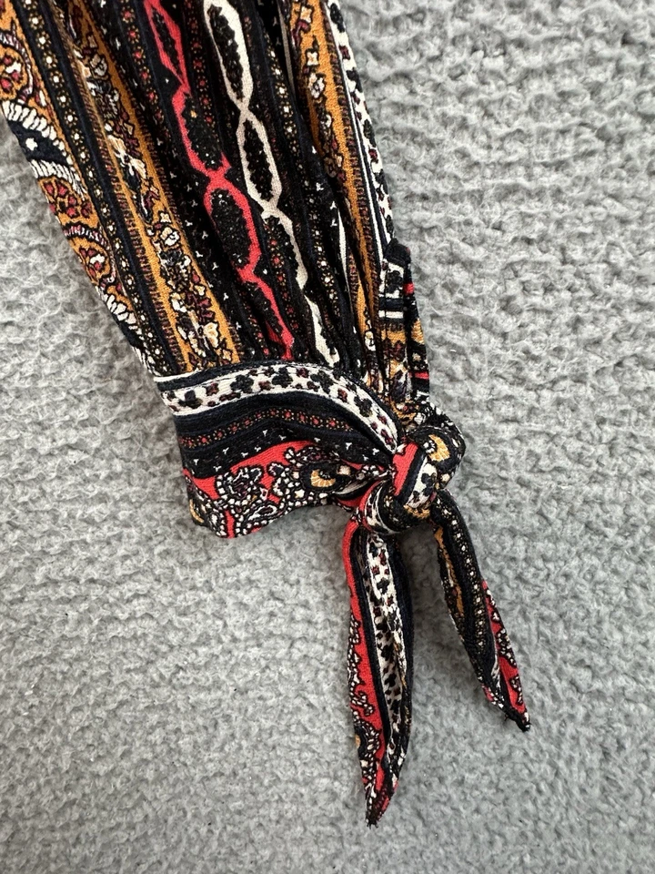 Top Free People Donatella Pequeño Multicolor Paisley Cuello Alto Boho Manga Atada Foto 3 de 4