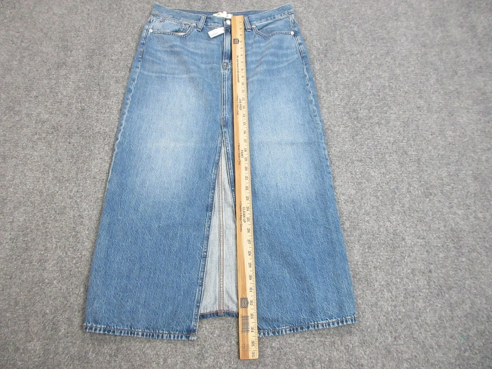 Madewell джинсовой ткани юбка женщин 28 синий высокая талия спереди разрез макси длиной 100% хлопок - Изображение 4 из 4