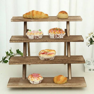Holz 4 Ebenen Display Erhöhung Ständer Rustikal Regal für Cupcakes Desserts Organizer