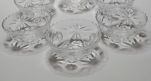 6 Vintage Anchor Hocking Clear Glass Star of David Bowls 5 1/4"dia.x 2 5/16"t