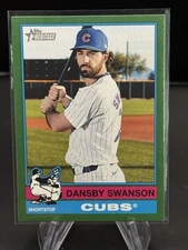 2025 Topps Heritage GREEN Border #128 Dansby Swanson, Chicago Cubs