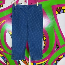Croft  Barrow, Elastic Waist Polka Dot Denim Pull On Capris. Size 10 Med.