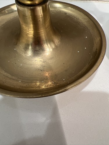 Pair Vintage Solid Brass Candlesticks Candle Holders 7 3/4” Patina MCM - Picture 8 of 16