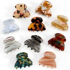 10 Pack 1.18 Inch Small Hair Claw Clips for Women Girls - Shell Tortoise