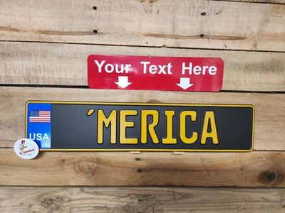 #ad #ad USA AMERICA YELLOW ON BLACK EURO STYLE BMW Custom European LICENSE plate $24.99