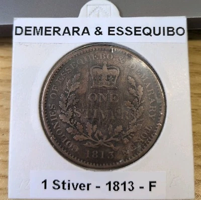 1813 Essequibo & Demerara 1 Stiver Token - King George III - High Detail - Image 1 of 3