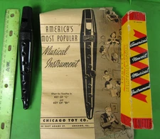 Tonette Musical Instrument 1930’s Original Box & Instructions Black Bakelite ??