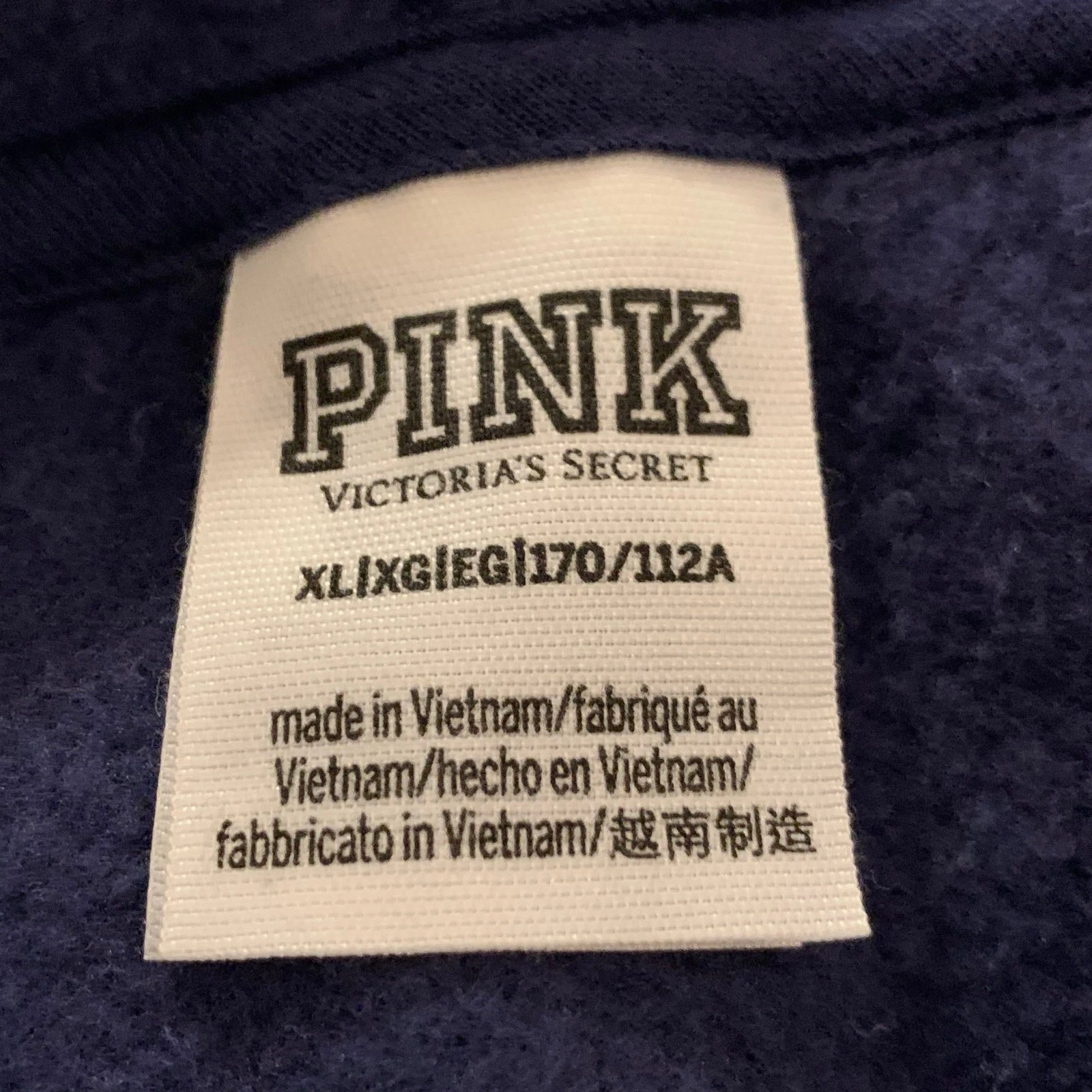 UNDERCOVER Felpa donna rosa Victoria’s Secret cropped con cappuccio taglia XL pile blu navy mezzanotte