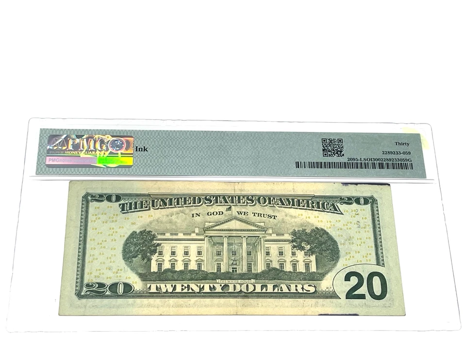 2009 $20 Twenty Dollars, FEDERAL RESERVE NOTE San Francisco, COLOR,'PMG 30'(#87) - Image 2 of 2