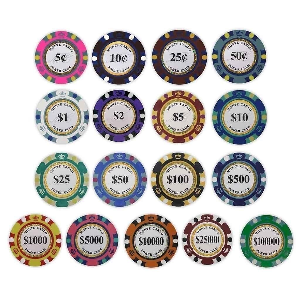 Monte Carlo Poker Chips - SAMPLE PACK Set - 14 Denominations