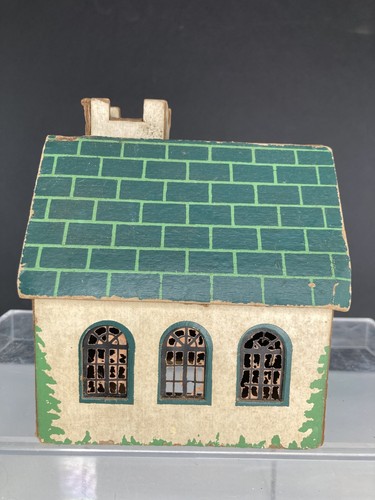 Vintage Christmas Putz Church, Cardboard ~ 4.5" x 4.5" x 5.75" High - Picture 7 of 19