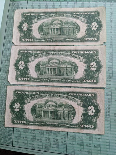 1928 G US Note Red Seal 3 PIECES ! - Picture 4 of 4