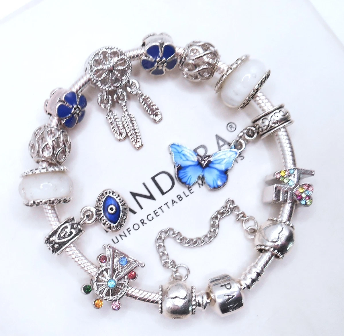 Silver Evil Eye Bracelet With Multiple Charms | Silver Plated Fashion –  Jewellery Hat