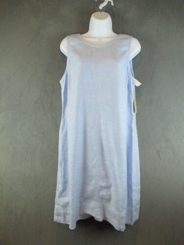 Tommy Bahama Sun Dress Womens Large Light Blue Linen Blend Beach Travel Sheath