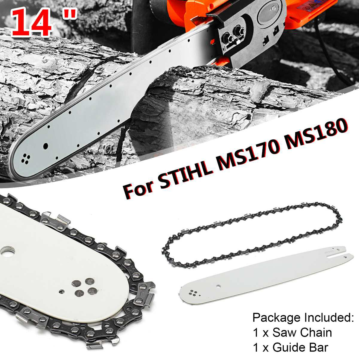 14 Inch Guide Bar with Saw Chain For STIHL MS250 MS180 MS170 MS230 MS181