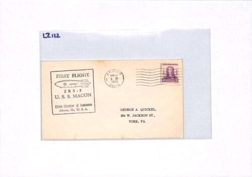 USA AIRSHIP *USS MACON* Air Mail Cover 1933 FIRST FLIGHT Akron "Zeppelin" LZ122 - Picture 5 of 10
