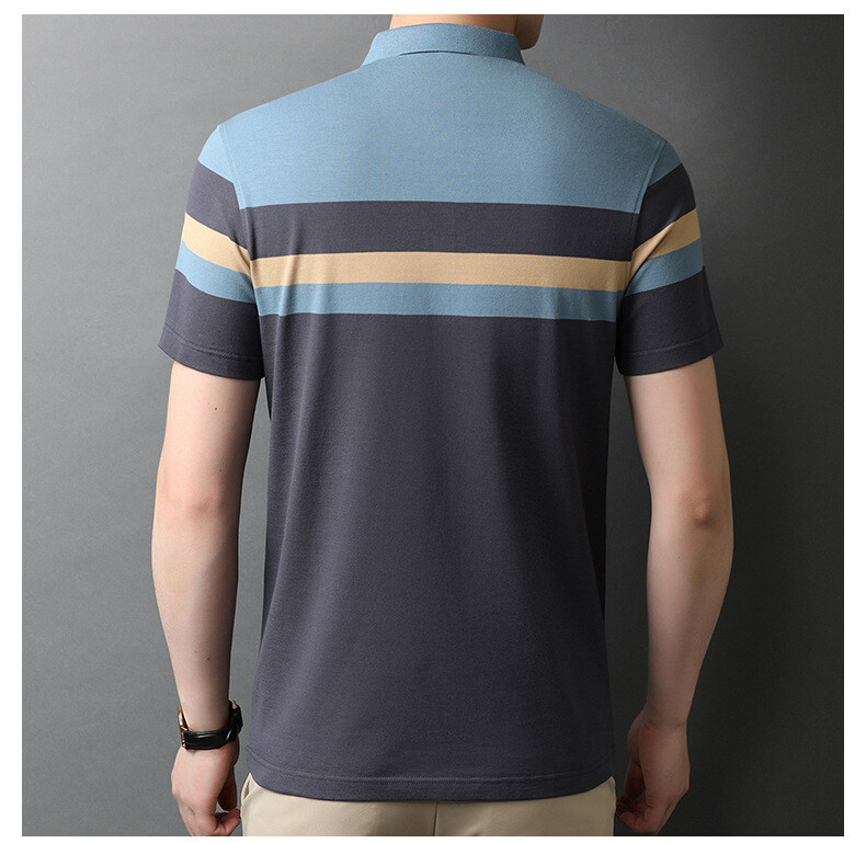 ZONBAILON Men's Summer Short Sleeve Stripe Versatile