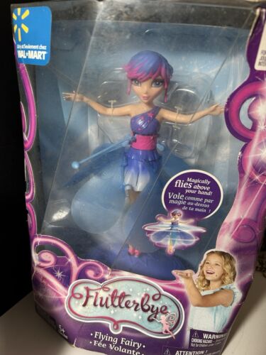RETIRED Flutterbye Bluish Purple With Pink Belt Blue Wings New In Original Box - Picture 3 of 15