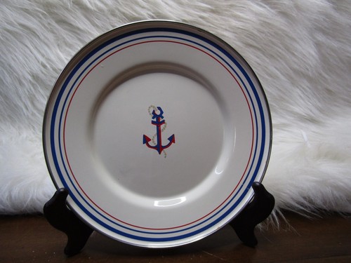 4 American Picnic Compass Nautical Enamel Metal plates Target red, white & blue - Picture 3 of 8
