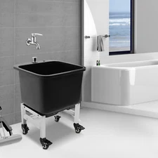 Freestanding Floor Mop Sink Plastic Mop Basin Household Mop Bucket with Wheels