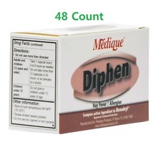 Diphen Diphenhydramine HCl Allergy Relief 25 mg Tablet Compare to Benadryl 48 Ct