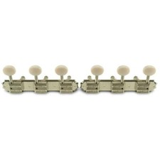 Kluson 3 Per Plate Vintage Diecast Tuners Nickel, Parchment Plastic Button