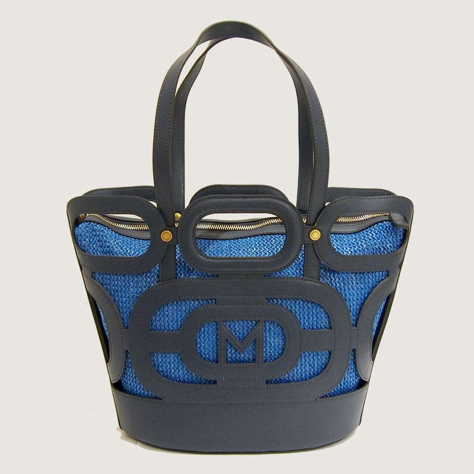 Borsa blu in raffia MARELLA modello CIMELIO