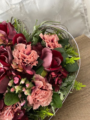 grosses Grabherz Grabdeko künstliche Rosen Gedenktag - Bild 4 von 13