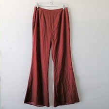 Cider Womens Dark Red High Rise Flat Front Floral Flared Dress Pants Size Large