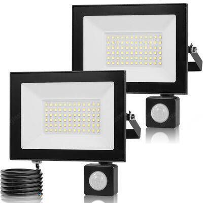 2x 50W LED Fluter Flutlicht Scheinwerfer Außen Baustrahler mit Bewegungsmelder
