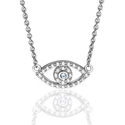 Pendentif + Chaîne Femme Plaqué Rhodium Argent fin 925 avec Oxyde de