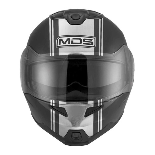 MDS Casco Modulare Moto Omologato Doppia Visiera Modulare Nero Opaco Grigio  | eBay