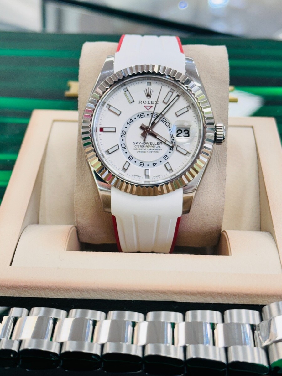 white.atg① Rolex Sky-Dweller Stainless Steel White Index Dial Fluted