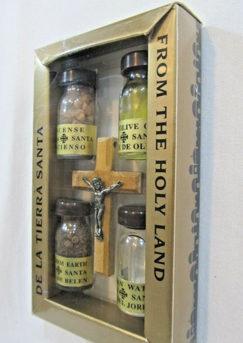 FROM THE HOLY LAND Incense Olive Oil Jordan Water Bethlehem Earth Cross Unopened - Picture 3 of 8