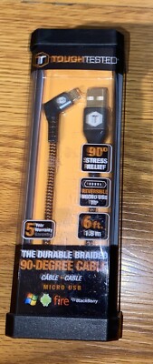 Tough Tested - 6 FT MICRO USB CABLE (90 DEGREE) TTFC690DM - NEW In Package    