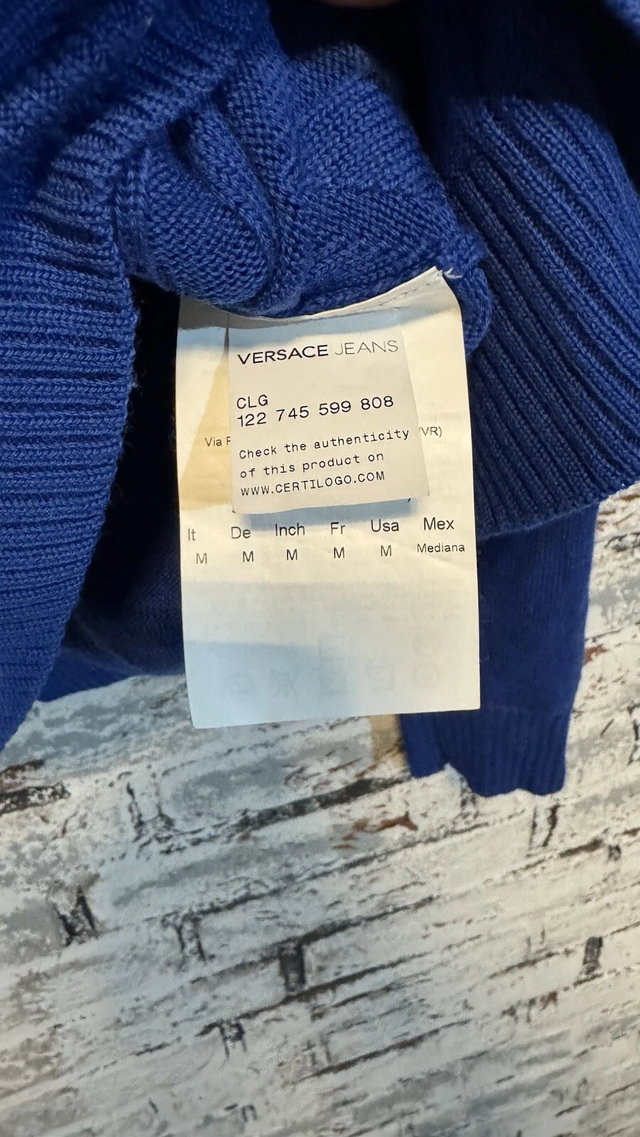 Versace Jeans Maglione Blu Uomo M Sweater Hoodie