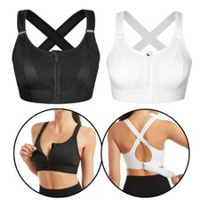High Impact Sports Bras for Women Zipper Front Adjustable Padded Bra Plus Size