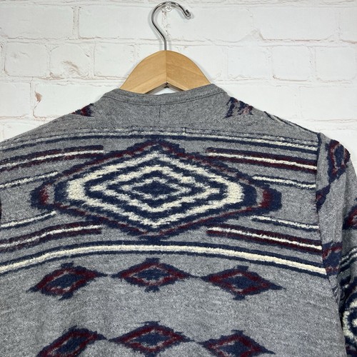 Lucky Brand Aztec Cardigan Sweater Womens Size Medium Gray Open Knit - Picture 8 of 10