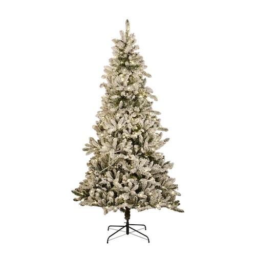 7.5-ft Pre-lit Traditional Flocked Christmas Tree Dual Lights Holiday Living NIB - Picture 5 of 7