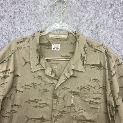 Columbia RIVER LODGE ネルシャツ XXL Columbia River Lodge Button Front Shirt Mens XXL Green Short