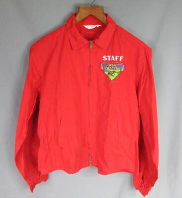 Vintage 1960s Dan River Red Coast Guard Jacket Boy Scout Patches  