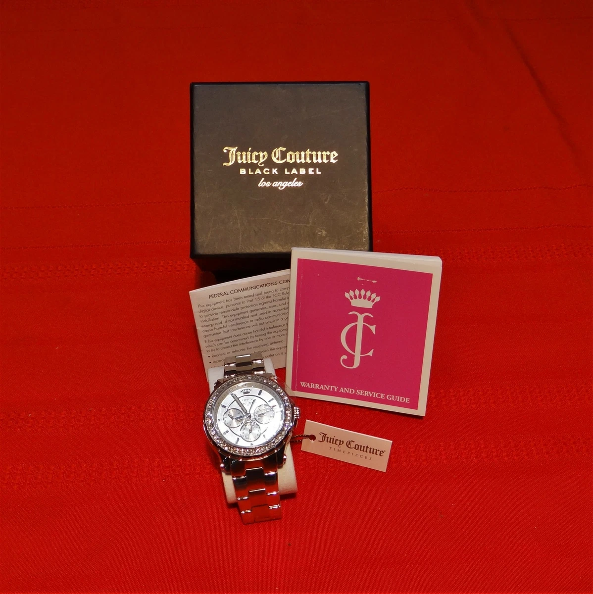 JUICY COUTURE BLACK LABEL WOMEN S PEDIGREE CHRONOGRAPH SILVER STAINLESS WATCH