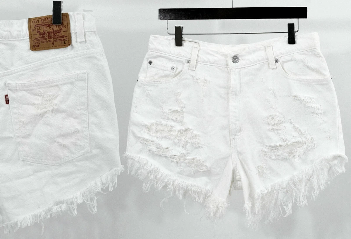 White cutoff hotsell denim shorts