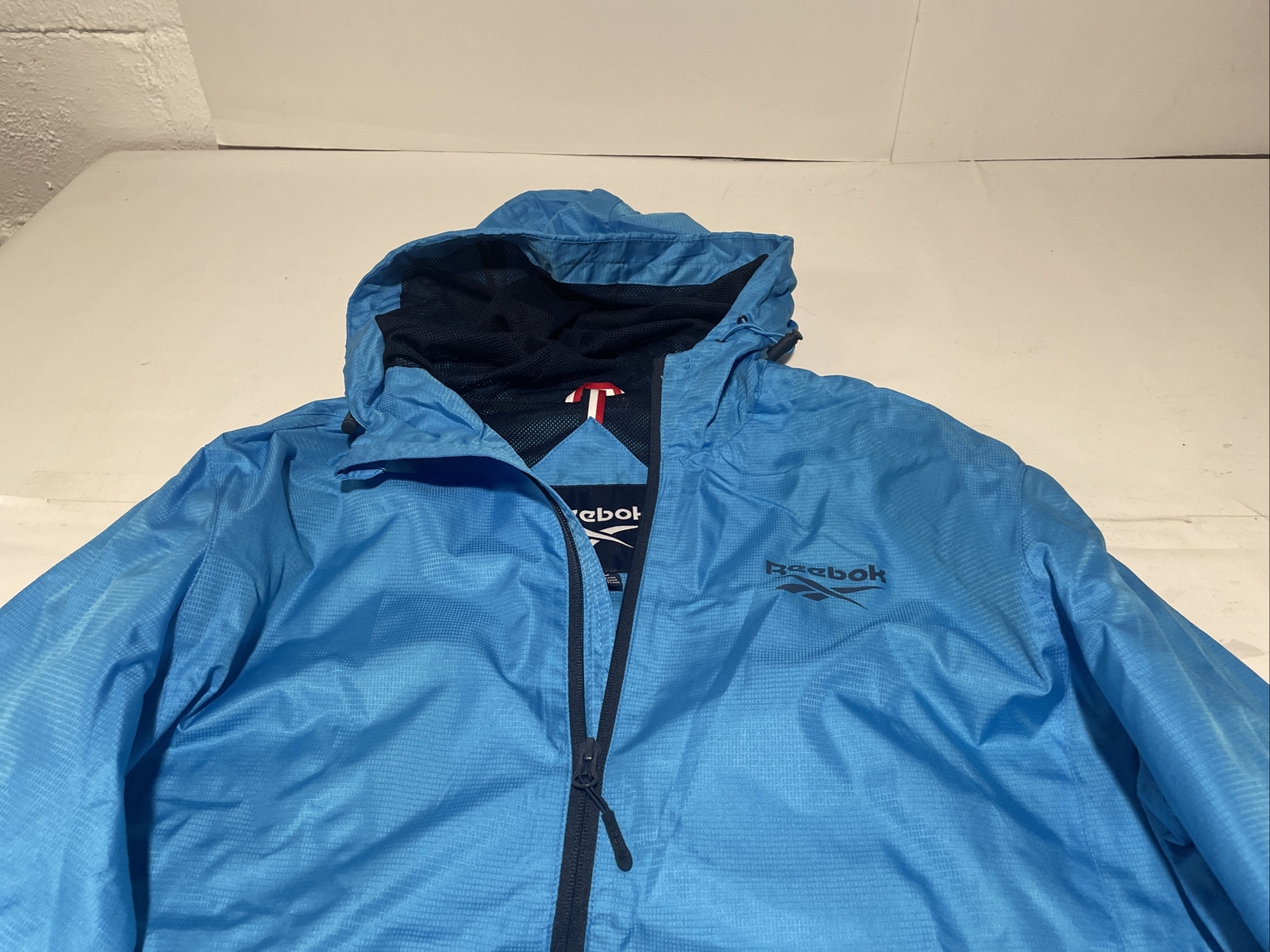 Reebok Jacket Windbreaker Men's Blue Outerwear Full Zip Hooded Golf New Large thumbnail 18