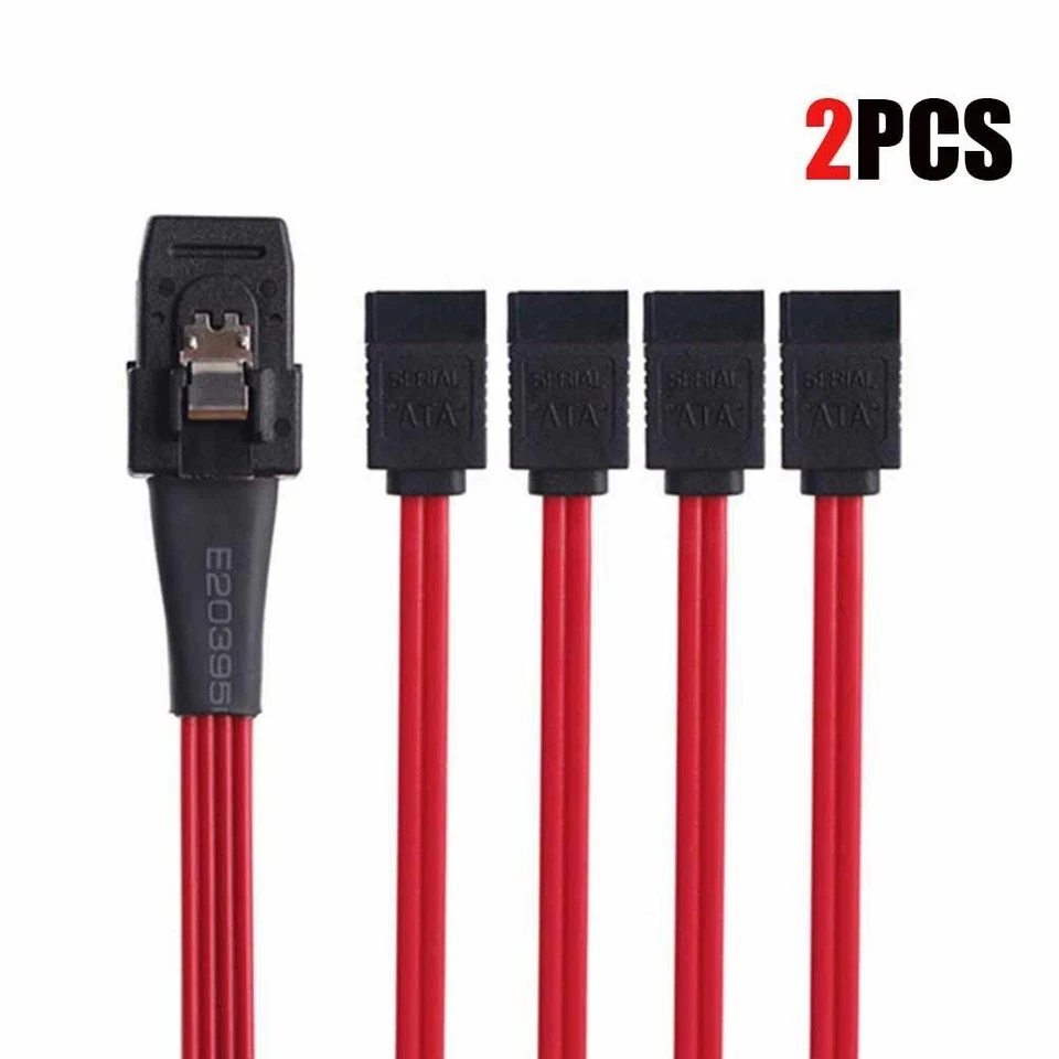 2x Mini SAS 10Gbps SFF-8087 36Pin to 4 SATA Hard Drive Splitter Cable 50cm USA - Image 3 of 4