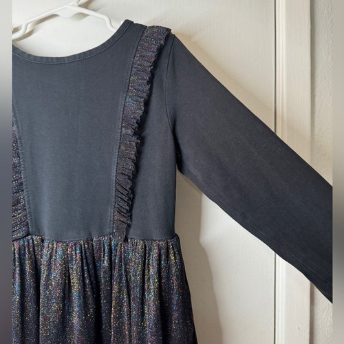 Hanna Andersson Black Multicolor Shimmer Iridescent Long Sleeve Dress Size US 5 - Picture 4 of 13