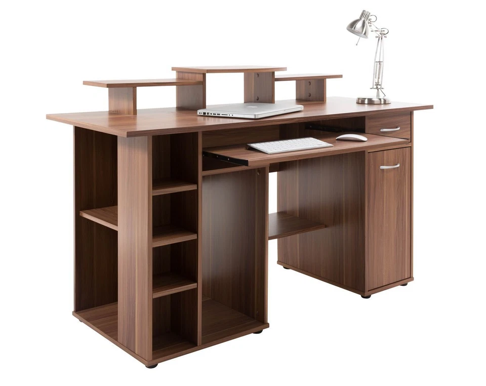 Alphason San Diego Workstation with Cupboard - Walnut - Image 4 of 4